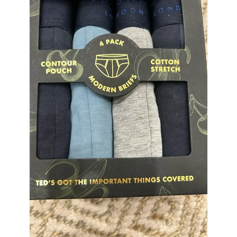 Ted Baker Mens Sz Small 4-Pack Cotton Stretch Modern Briefs Multicolor Underwear